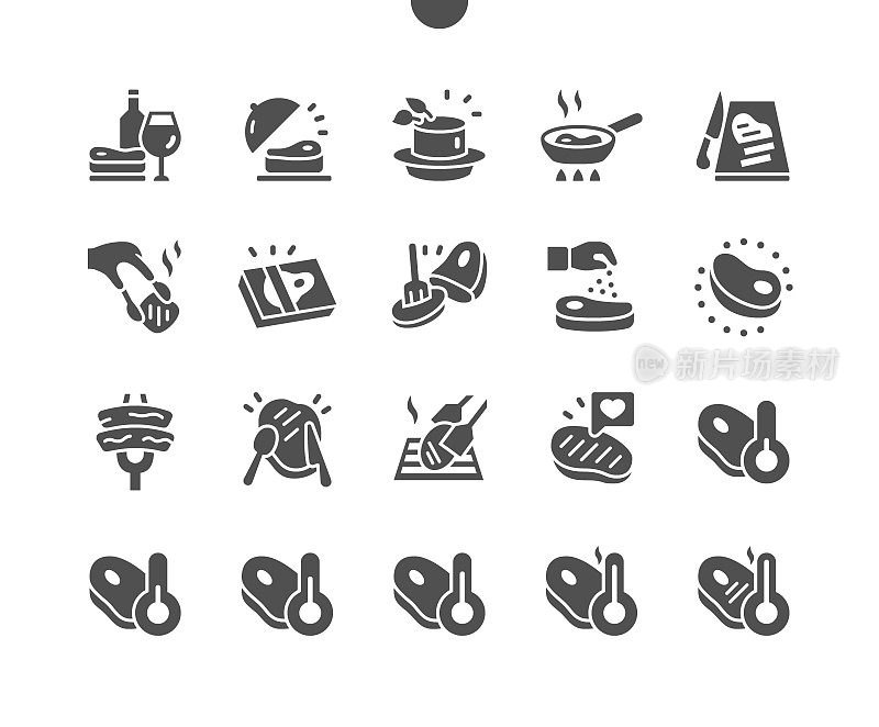 Steak Well-crafted Pixel Perfect Vector Solid Icons 30 2x Grid for Web Graphics and Apps. Simple Minimal Pictogram